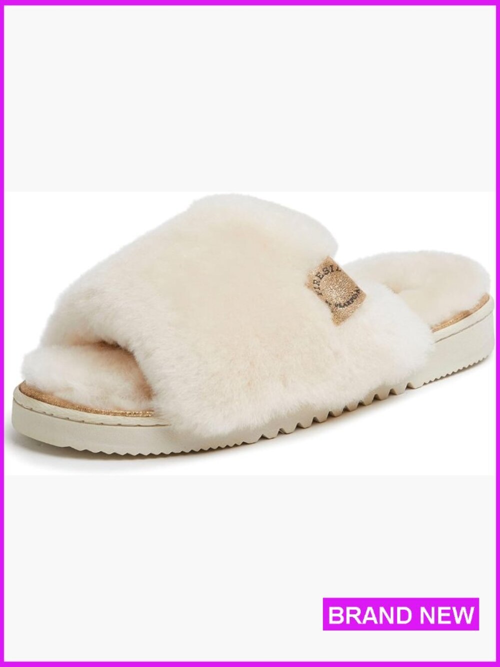 Shearling Slide Sandals Cozy Memory Foam Easy On Off Slippers